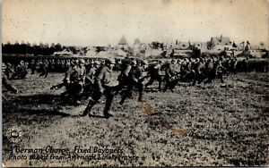 Vtg German Charge Fixed Bayonets France WWI Military View Postcard