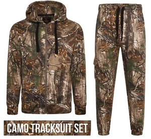 Juego de parte inferior con capucha marrón camuflado grueso cálido camuflaje para hombre - Imagen 1 de 18
