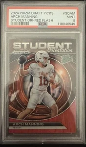 2024 Prizm Draft #SO-AM Arch Manning Student Orientation Red Flash /49 PSA 9 - Picture 1 of 2