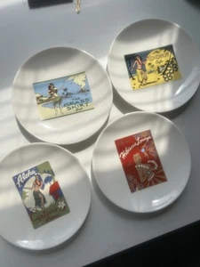Set 4 Pottery Barn Aloha Girls 8" Plate Set - Picture 1 of 12