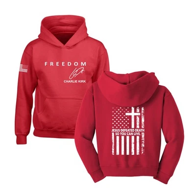 Sudadera con capucha Charlie Kirk Just Defeated Death So You Can Live Youth Foto 1 de 2