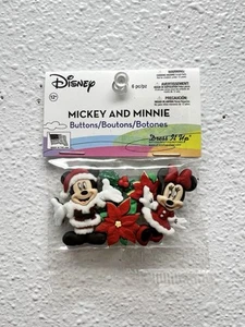 MICKEY & MINNIE Christmas Buttons Embellishments Creative Crafts & Sewing - Picture 1 of 6