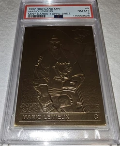 Highland Mint Mario Lemieux Topps #9 RC Bronze Card /5000 PSA 8 (Pop 5) - Picture 1 of 9
