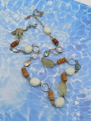 Laura Ashley Beautiful Bohemian Abalone Shell & Wood Mixed Beaded Necklace - Image 1 of 4
