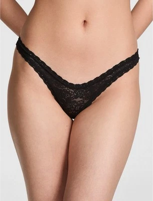 Victoria’s Secret PINK Wink Micro Thong Panty Floral Lace in Pure Black X-Small - Image 1 of 4
