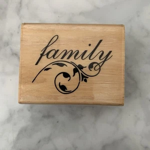 Unbranded Family Flourish Wood Mounted Rubber Stamp - Picture 1 of 4