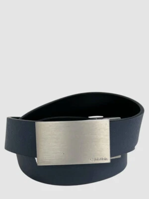 Calvin Klein Hombre Negro Azul Reversible Vestido Placa Hebilla Cinturón Talla L Foto 1 de 4