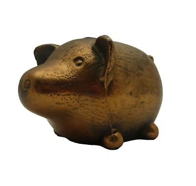 Unbranded Cast Metal Copper Bronze Look Pig Swine Piglet Sow Piggy Coin Bank Foto 1 de 4