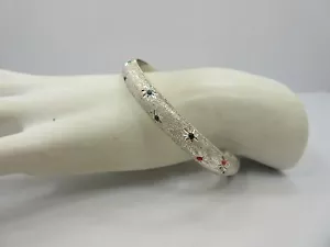 Sterling Silver women sparkling bangle Bracelet 925 7 inche - Picture 1 of 6