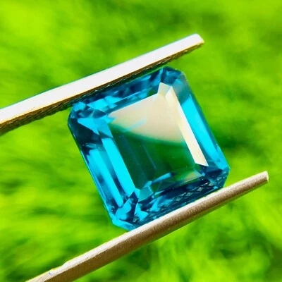 LAGOON TOURMALINE BLUE 12.66 CT RUSSIAN NANO OCTAGON LAB CREATED LOOSE GEMSTONE - Image 1 of 3