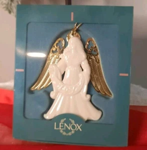Vintage 1994 Lenox Porcelain and gold "Angel of Joy" Ornament Detailed Back 3" - Picture 1 of 10