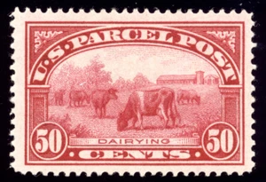 US Q10 50c Parcel Post 1913 Dairying PF grade 85 unused OG previously hinged - Picture 1 of 3