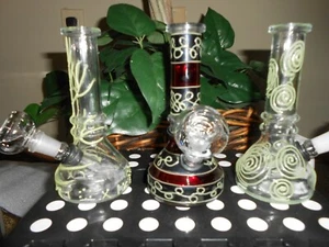 Hookah Water Pipe Glass Bubbler 6 inch Glow in the Dark Bong  - Picture 1 of 3