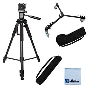 72'' Inch Camcorder Tripod + Dolly for DSLR Cameras/Camcorders