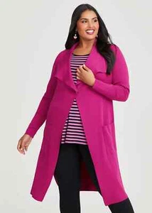 TS 14+, Sz 20 Bestseller 2024, Magenta Downtown Longline Cardigan / Jacket, $199 - Picture 1 of 6