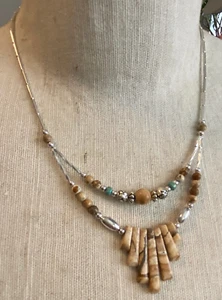 Polished Stone Silver Plate Bead Necklace - Picture 1 of 3