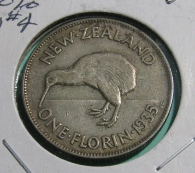1935 New Zealand One Florin KM#4 50% #379 - XF - Image 1 of 4
