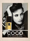 Publicité Chanel Coco 1989 mode parfum Paris presse collection Inès Fressange