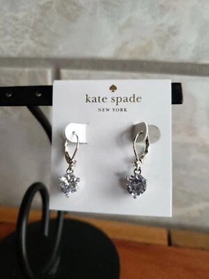 NWT- kate spade - rise and shine- round drop earrings - clear/silver - $48  A30 - Image 1 of 4