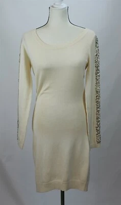 NUEVO Vestido Suéter Andrew Marc New York Para Mujer S Marfil Manga Cuentas Foto 1 de 4