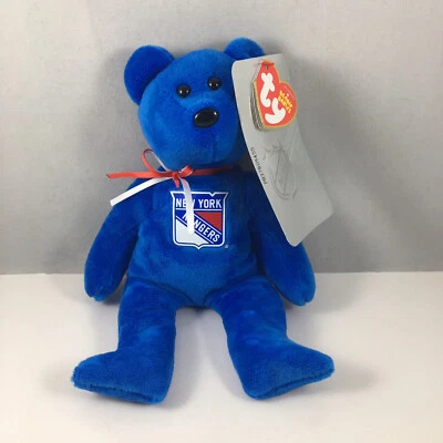 TY Beanie Baby - NHL Hockey Bear - NEW YORK RANGERS (8 inch) Stuffed Toy MWMTs - Image 1 of 4