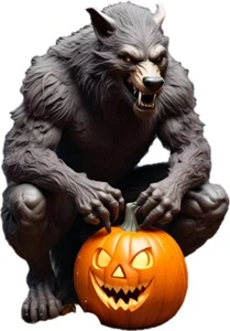 halloween decoration Werewolf With Pumpkin Picture  - Picture 1 of 1