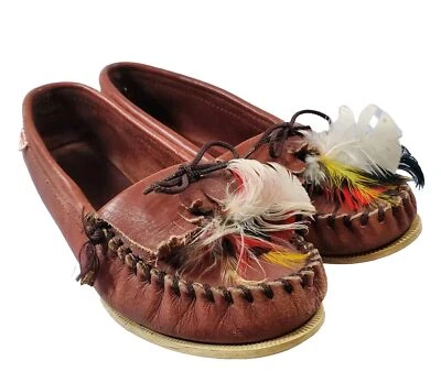 Sapatos femininos de couro vintage Quoddy solas de borracha tamanho 8 B fabricados nos EUA - Imagem 1 de 4