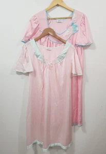 Camisón Lencería Manga Corta Vintage Lorena Rosa Satinado Nylon Lote 2 Talla M - Imagen 1 de 23