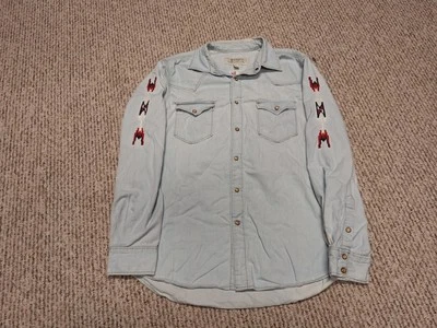 Ryan Michaels Vintage *RARE* Western Snap Aztec Navajo Embroider Denim Sz L - Image 1 of 4