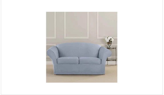 Sure Fit 终极重量级弹力麂皮绒盒靠垫双人沙发套聚乙烯 — 第 1/1 张图片