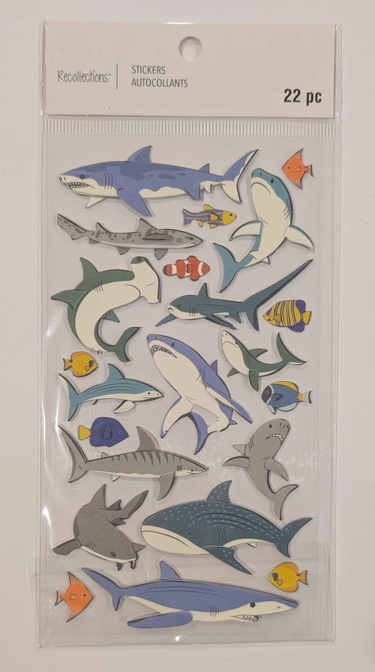 Sharks & Fish Sea Life Scrapbooking Stickers by Recollections  - Imagem 1 de 1