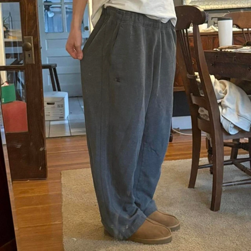 Calça de moletom masculina folgada perna larga tamanho G - Imagem 1 de 4