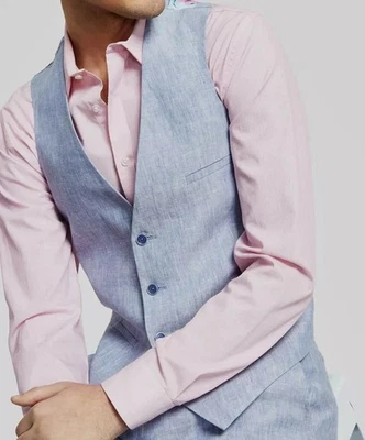 Bar III Slim-Fit Linen Suit Vest MSRP $115 - Image 1 of 3