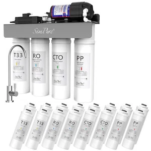 SimPure WP-400 GPD 8 etapas UV sistema de ósmosis inversa filtros de agua RO debajo del fregadero - Imagen 1 de 17