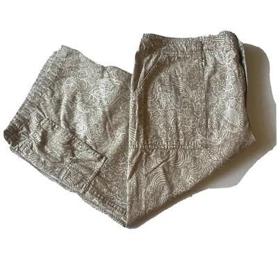 Pantalones capri cargo ligeros Gloria Vanderbilt tostados/blancos estampados talla 14 Foto 1 de 4