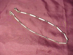 Early 20thc VICTORIAN Era SILVERl WATCH CHAIN Signed 14" - Picture 1 of 2