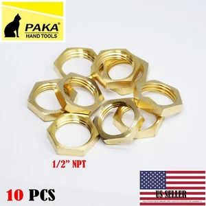 10pcs 1/2” NPT Female Thread Brass Pipe Fitting Hex lock Nut - Picture 1 of 1