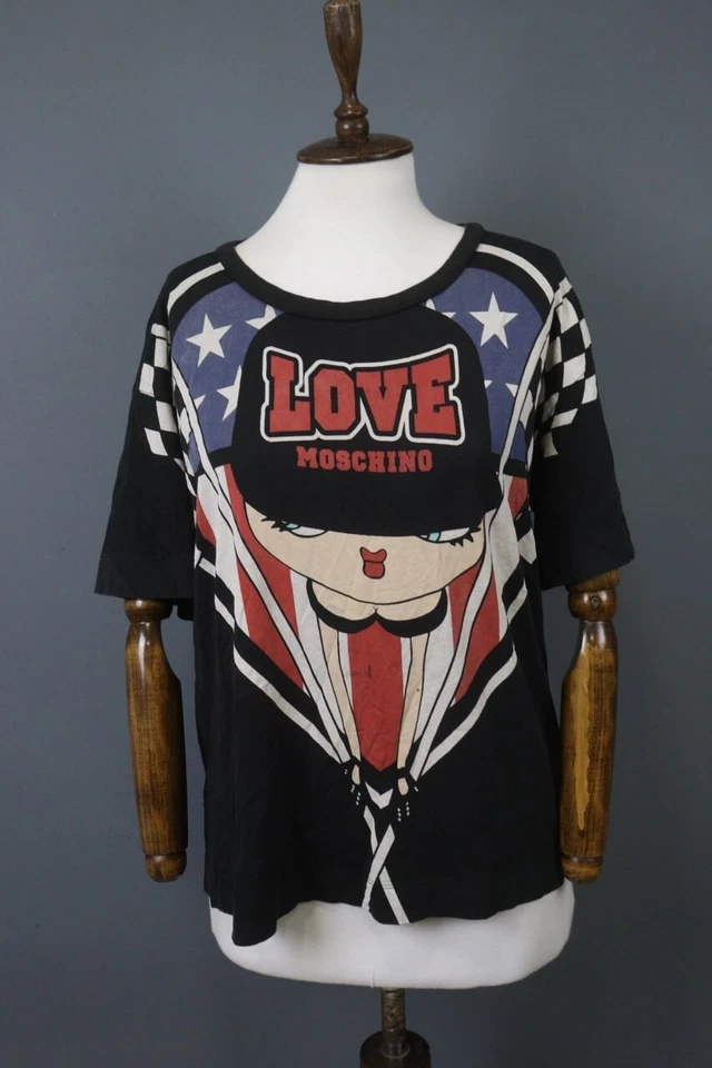 Blusa Top Love Moschino Multicolor Betty Boop Estampado Gráfico Cuello Redondo Talla 10 Foto 1 de 4