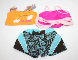 BUILD A BEAR Swimsuit Trunks 3 Piece Outfit Shirt Pants Lot Standard Size Aloha - Picture 1 of 4