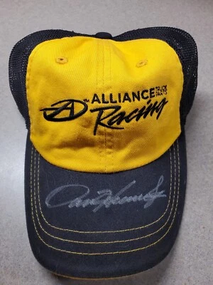 Sam Hornish Jr. Autographed Alliance Racing Hat Penske Yellow Black Signed - Image 1 of 2