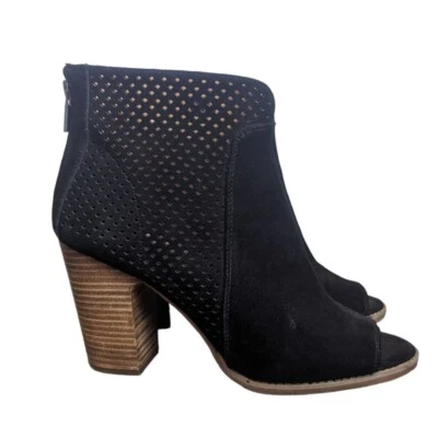 Lucky Brand -Lamia Open Peep Toe Ankle Boots Booties Womens Size 11M Black Suede Foto 1 de 4