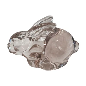 Silvestri Art Glass Blush/Pink Bunny Rabbit Paperweight Figurine Vintage - Picture 1 of 6