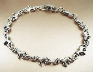 Tiny Horses Antique Silver Plated Bracelet Size 6.5" - Picture 1 of 1