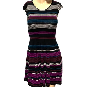 Ella Moss Knit Sweater Dress Girls Size 16 Cap Sleeve Fit Flare Color Striped - Picture 1 of 7