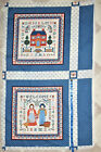 Vintage fabric quilt blocks Faux cross stitch Welcome Christmas Love Family tree