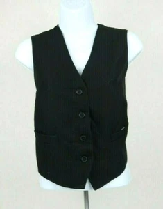 Unisex schwarze Uniform mit Tasche Knopfleiste Seidenweste Supermarkt Sachbearbeiter Gr. S - Bild 1 von 2
