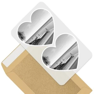 2 x Heart Stickers 10 cm - BW - Luxury Tropical Holiday Cool #38459 - Photo 1/9