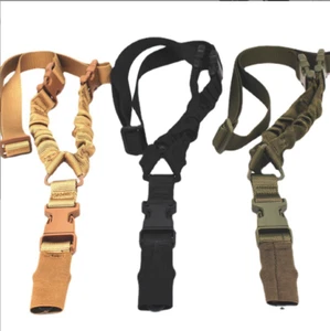 Adjustable Buckle Tactical One Single Point Gun Sling Strap Bungee Heavy Duty - Picture 1 of 15