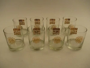 Set 8 Vintage 1967 University of Michigan 150th Tumbler Drinking Glass Gold MCM - Picture 1 of 5