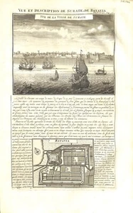 Antique map, Chatelain, Vue et description du Surate et Batavia, 1719 - Picture 1 of 1